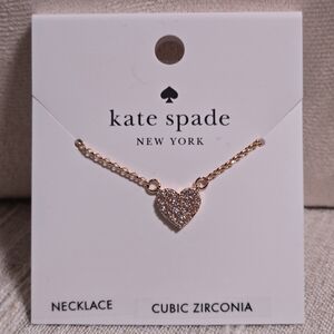 Kate Spade Yours Truly Rose Gold CZ Mini Heart Necklace NWT